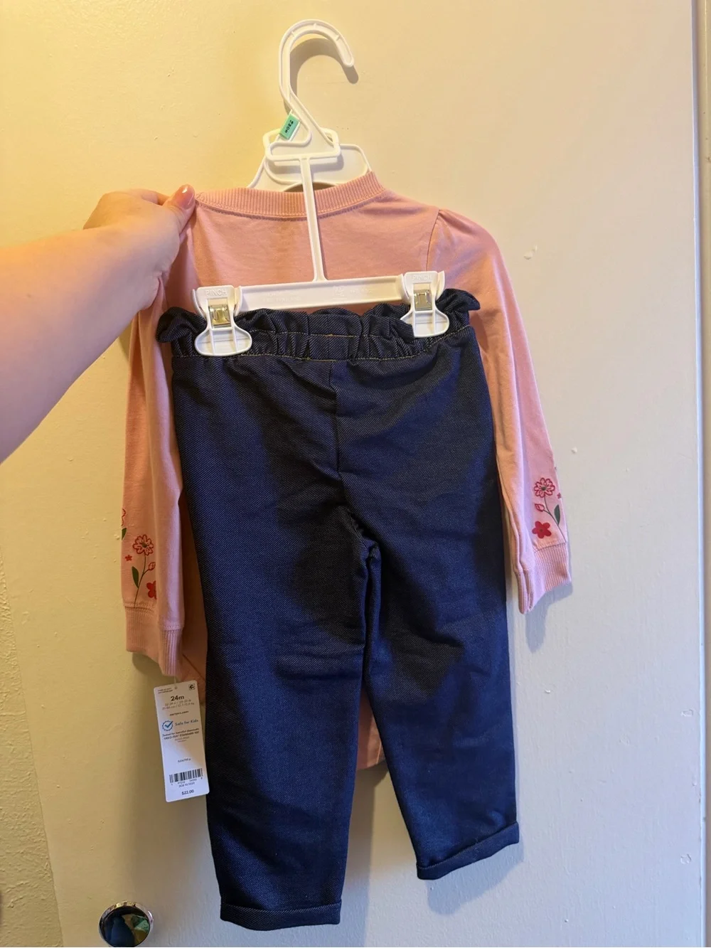 Carter's Pink Long-Sleeve Bodysuit with Floral Sleeve Detail